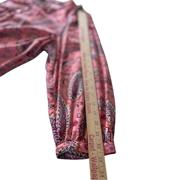 Talbots Band Collar Popover Top Plus 2Xp Pink Dancing Paisley Long Sleeve Blouse - Picture 14 of 16